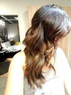 Medium brown to light brown ombre balayage