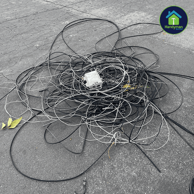 Telecom wires, coax cables, telephone wires, antenna wires, overhead wires and service boxes removal and recycled.