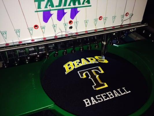 Our Tajima embroidery machine hard at work!