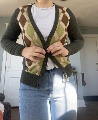 Cardigan and vintage jeans