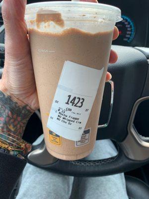 Free large frappe, with mobile coupon, it's breakfast today.