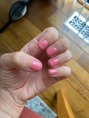 Gel manicure - 1 day after