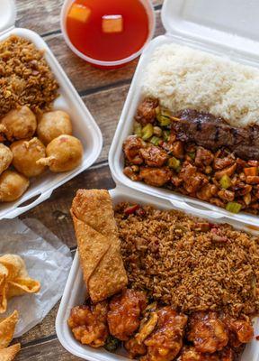 Three different lunch combination plates