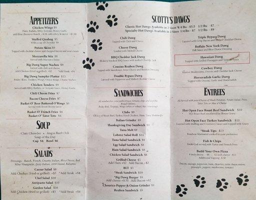 Updated menu