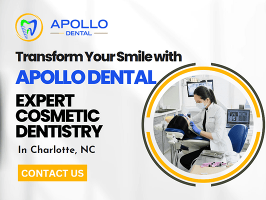 At Apollo Dental in Charlotte, NC, our skilled cosmetic dentists use advanced techniques to enhance your smile's beauty.