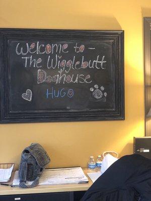 Welcome sign for Hugo's first day!