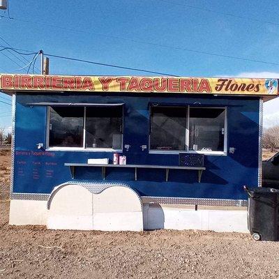 The outside of the food truck.