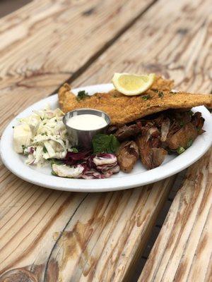 Riverside Fish N' Chips  with our house battered Catfish, YUM