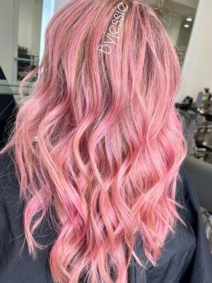 Strawberry pink hair for summer