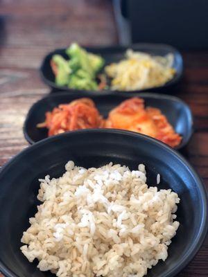 Rice + side dishes that comes with every meal (every person gets their own side dishes)