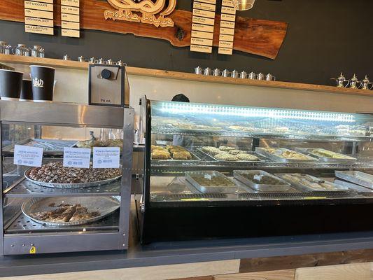 Display case of pastries