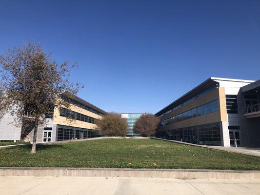 Back view of campus building