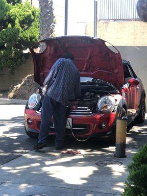 Getting MINI an oil change.