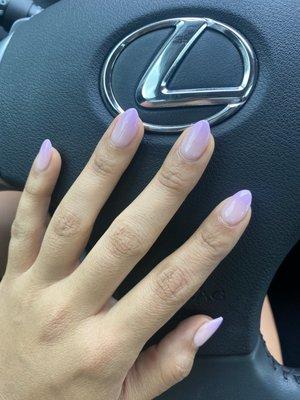 Purple pink ombré dip powder manicure with Van Dip