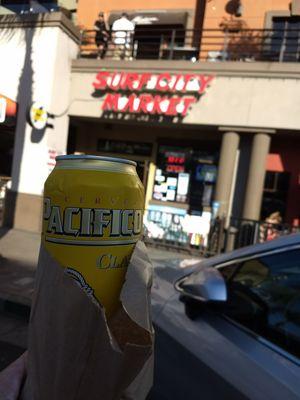 Pacifico tall boy, on Main St.