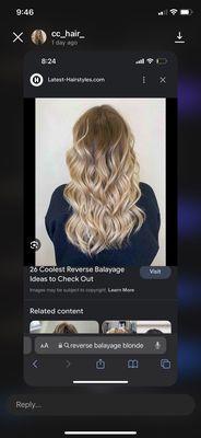 The reverse balayage we agreed upon