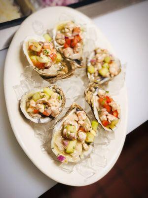 Oysters with shrimp ceviche