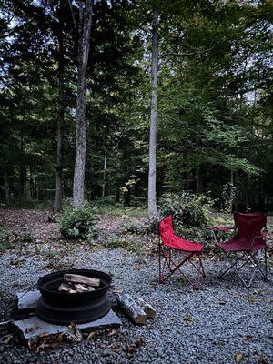 The fire ring with room for several chairs