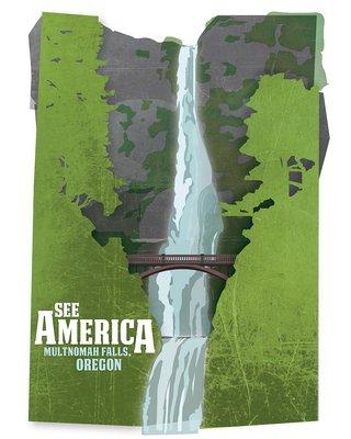 See America Poster: Multnomah Falls