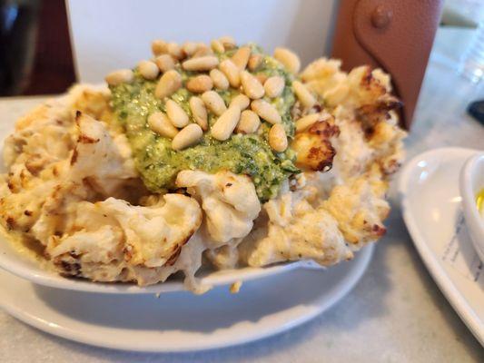 Roasted Cauliflower side (pine nuts and pesto are clutch)