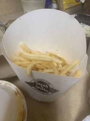 Undercooked half filled fries