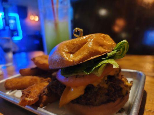 Fried Chicken classic Sammy with the incredible hulk pouch drink