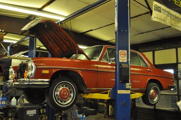 Working on a classic Mercedes