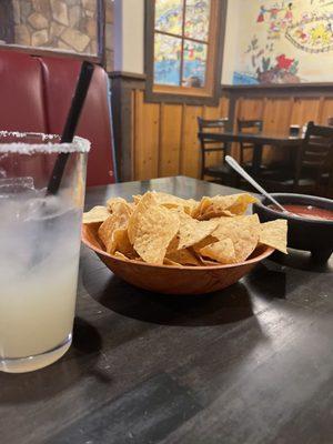 Margarita, chips and salsa