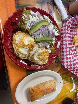 Chorizo CHILAQUILES amd TAMALES