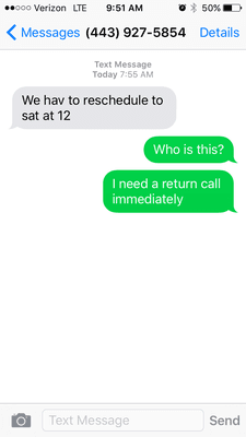 This is their 24 hour "hotline" texting me an hour before my scheduled move. 2 hours later and no response.