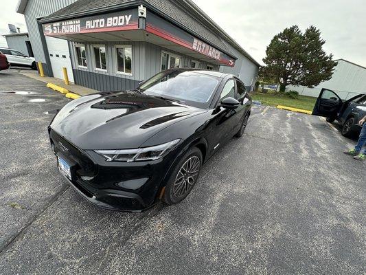 Brand new Ford Mach-E involved in an accident. We were able to work with the insurance company to repair it back to pre-accident condition!