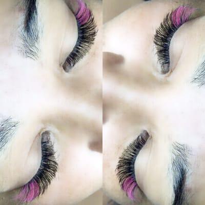 With a hint of pink lash extension