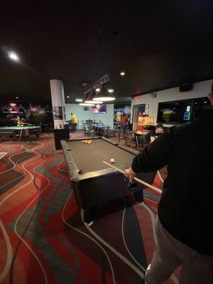 Pool tables in bar area