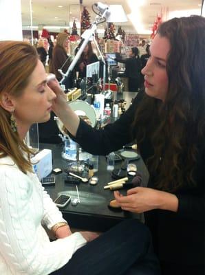 Laurren doing Vanessa's make-up