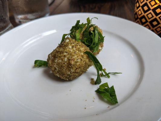 Complimentary Amuse bouche- goat cheese with zaatar