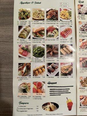 Appetizer menu