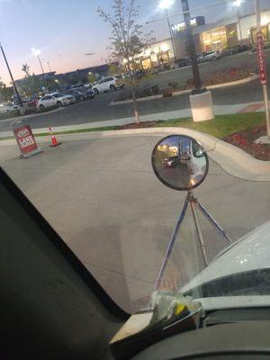 The packed drive-thru and the size of it does not accommodate my vehicle so the only way for me to place my order is to go inside.