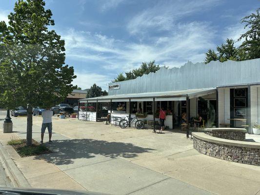 Front patio seating and entrance.