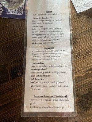 Current menu