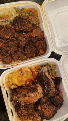 Regular Size Ox Tail and Jerk Chicken