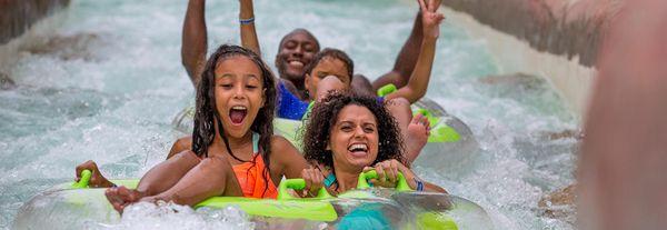 Tube with family at Schlitterbahn Waterpark Galveston.