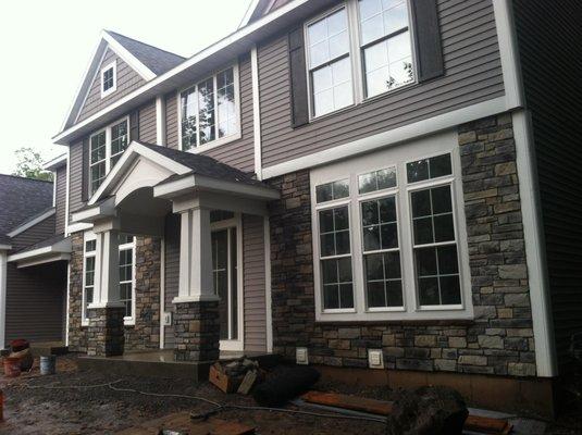 New construction house with stone accents, stunning!