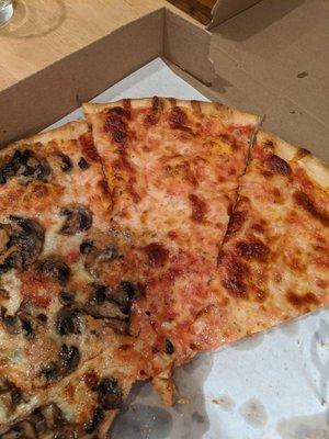 This regular slice has been TRANSPLANTED into this half-regular-half-mushroom pie