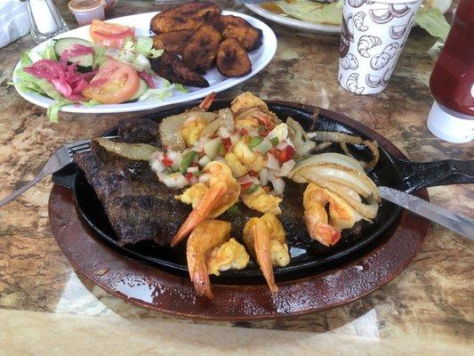 Steak with shrimp came with a side salad