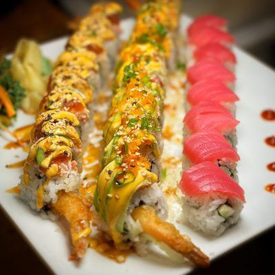 Firecracker, Incredible Hulk, and Double Tuna Roll.