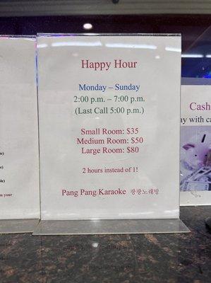 Happy Hour specials as of 06/2023