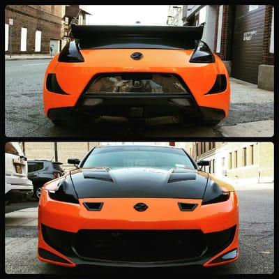 Nissan 370Z - Avery Dennison Supreme Vinyl Wrap - carbon fiber parts - Headlight tinted out