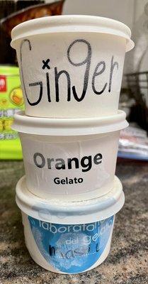 Ginger Gelato, Orange Gelato, Mastic Gelato