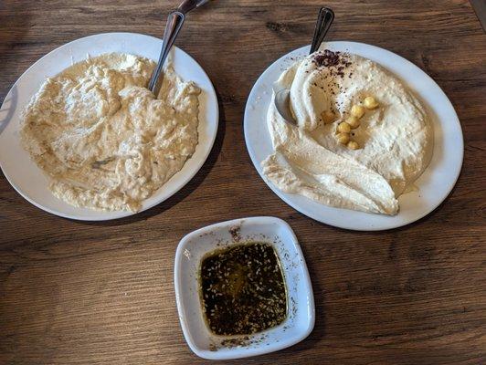 Baba Ghannooj and hummus