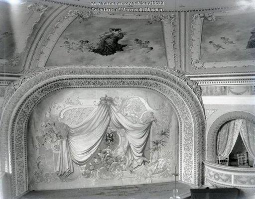 The original proscenium curtain, painted by Hall designer and Monmouth native, Harry Cochrane.